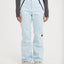 Front view of the XTM Astra women's ski pants in Sky Blue with black pocket zips