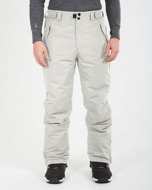 XTM Glide men's ski pant in Stone Grey, front view worn with snowboard boots