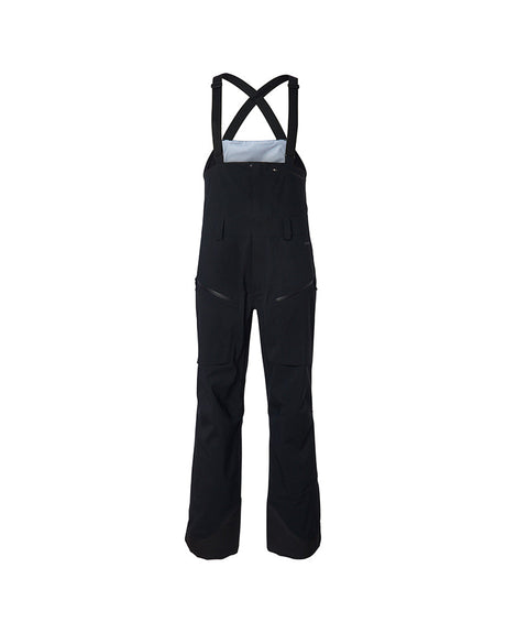 Black XTM Precipice 2.0 bib ski pant laid flat, showing crossed braces and leg pockets