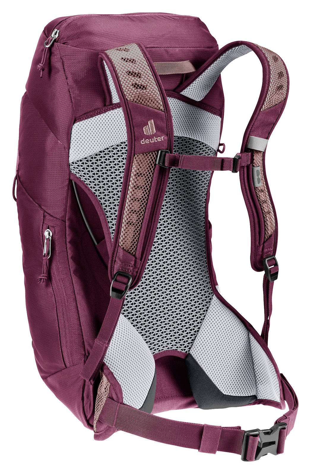 Deuter AC Lite 14 SL in Ashrose Cassis, rear three-quarter view of the ventilated back