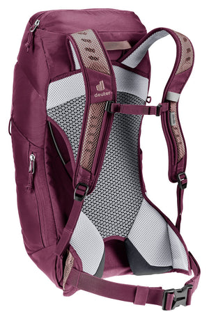 Deuter AC Lite 14 SL in Ashrose Cassis, rear three-quarter view of the ventilated back