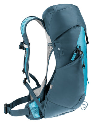 Deuter AC Lite 14 SL in Lagoon Atlantic, side profile of the curved spring steel frame