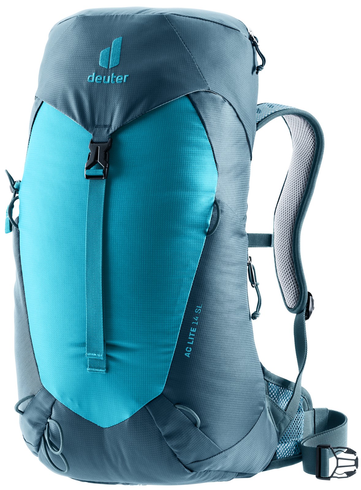 Deuter AC Lite 14 SL in Lagoon Atlantic, bright teal and slate blue daypack, front view