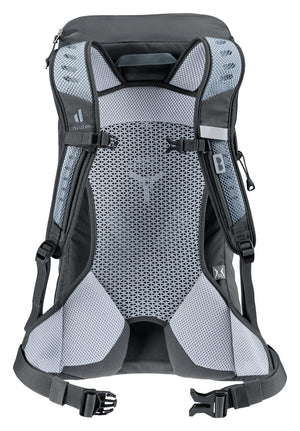 Back of the Deuter AC Lite 14 SL in Shale Graphite showing the Aircomfort mesh panel and hip fins