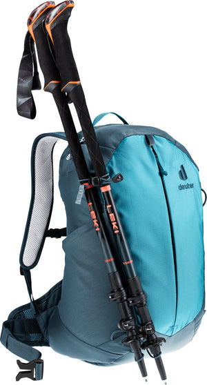 Deuter AC Lite 15 SL in Lagoon Atlantic carrying trekking poles on the pole attachment
