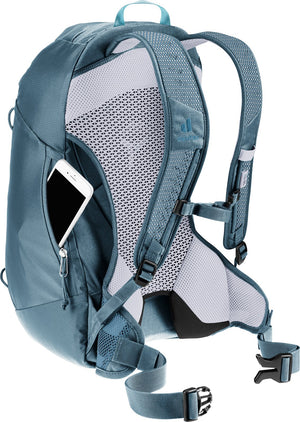 Deuter AC Lite 15 SL in Lagoon Atlantic, phone tucked into the side smartphone pocket