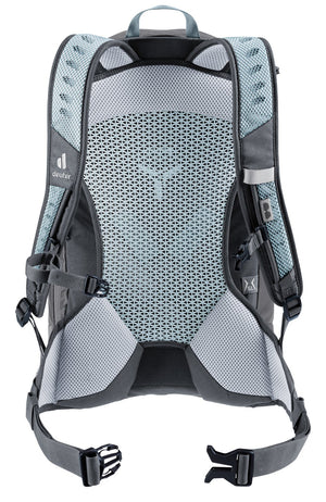 Back of the Deuter AC Lite 15 SL in Shale Graphite showing the Aircomfort mesh panel and hip fins