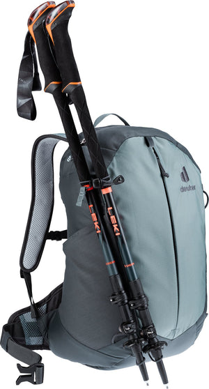 Deuter AC Lite 15 SL in Shale Graphite with folded trekking poles on the pole attachment