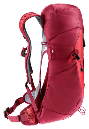 Deuter AC Lite 16 in Cherry Masala, side profile with side pocket and tensioned back