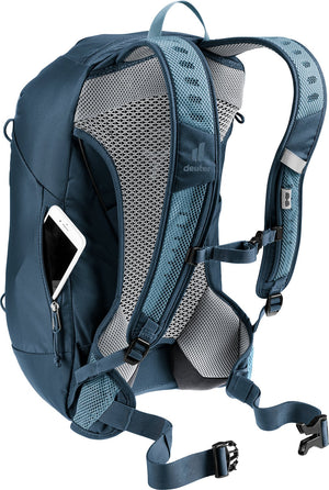 Deuter AC Lite 17 in Atlantic Ink, phone in the side smartphone pocket by the hip fin