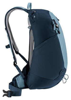 Deuter AC Lite 17 in Atlantic Ink, side profile with mesh side pocket and hip fin
