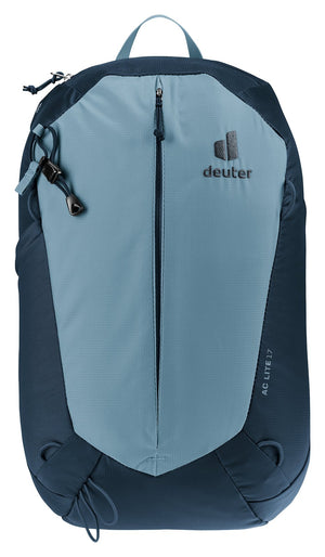 Deuter AC Lite 17 in Atlantic Ink, straight-on front view with the full-length zip closed