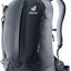 Deuter AC Lite 17 hiking daypack in Black, front three-quarter view showing the central front zip