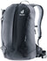 Deuter AC Lite 17 hiking daypack in Black, front three-quarter view showing the central front zip