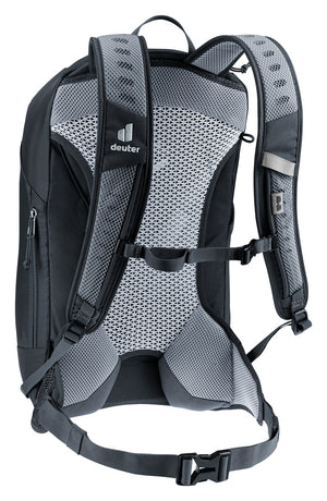 Deuter AC Lite 17 in Black, rear three-quarter view of the harness and sternum strap