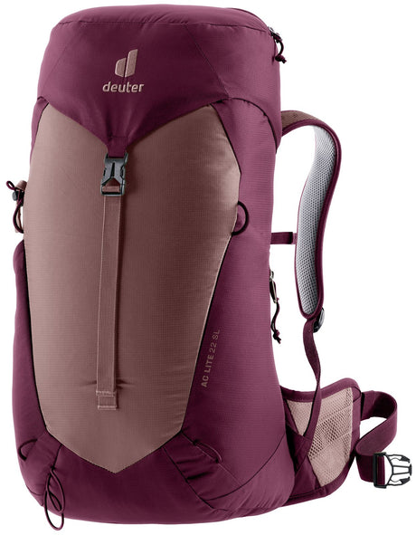 Deuter AC Lite 22 SL in Ashrose Cassis, burgundy and dusty rose front view