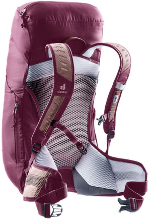 Deuter AC Lite 22 SL in Ashrose Cassis, rear three-quarter view with hip fin and side pocket