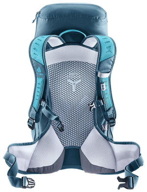 Deuter AC Lite 22 SL in Lagoon Atlantic, rear view of the mesh back and padded shoulder straps