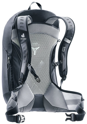 Deuter AC Lite 23 rear three-quarter view of the mesh back, sternum strap and padded hip fins