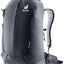 Deuter AC Lite 23 hiking daypack in Black, front three-quarter view showing the central front zip