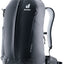 Deuter AC Lite 25 EL hiking backpack in Black, front three-quarter view with central front zip