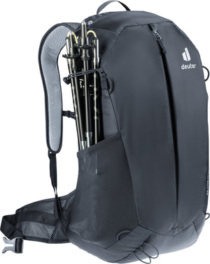 Deuter AC Lite 25 EL with trekking poles stowed down the side of the pack