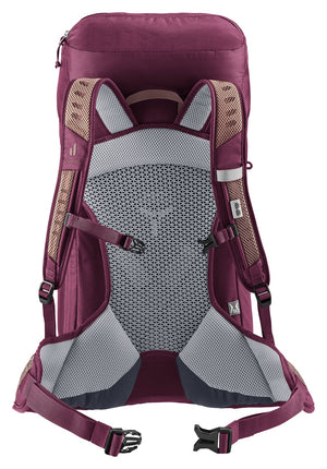 Back of the Deuter AC Lite 28 SL in Ashrose Cassis showing the women's fit harness