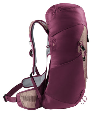 Deuter AC Lite 28 SL in Ashrose Cassis, side view with padded hip fin and side pocket