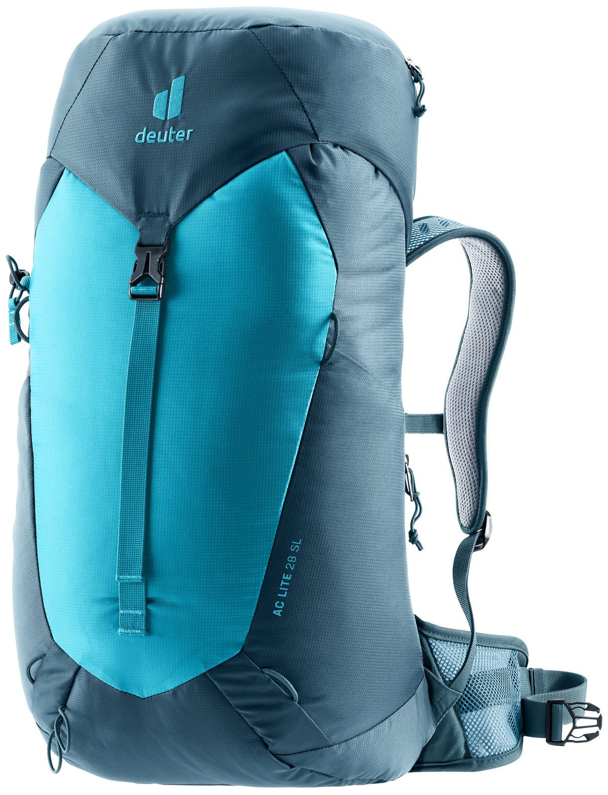 Deuter AC Lite 28 SL in Lagoon Atlantic, bright teal and slate blue hiking pack, front view