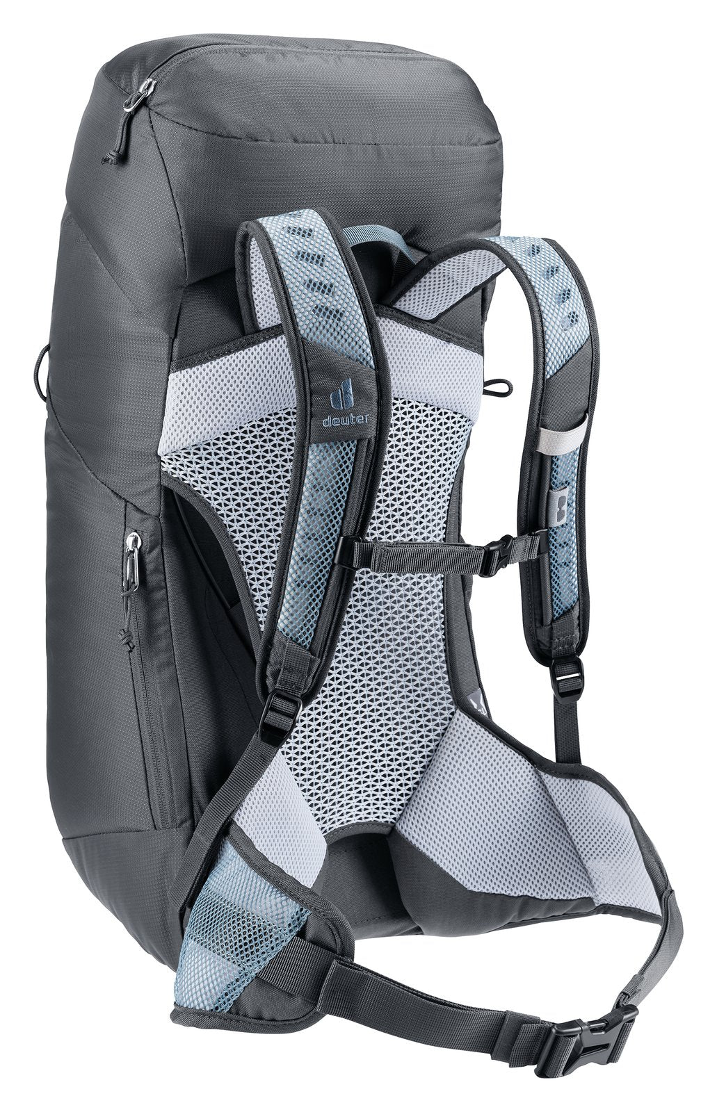 Deuter AC Lite 28 SL in Shale Graphite, rear three-quarter view of shoulder straps