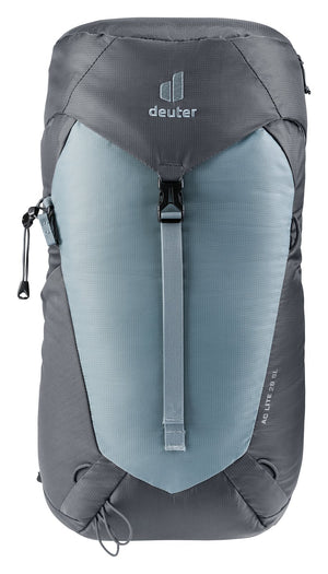Deuter AC Lite 28 SL in Shale Graphite, straight-on front view with compression strap