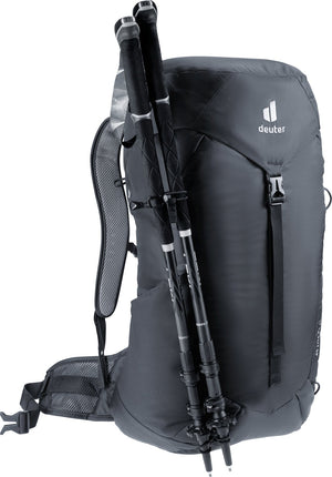 Deuter AC Lite 32 EL carrying extended trekking poles on the side pole attachment