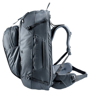 Deuter Access Pro 60 SL in Black, front three-quarter view with daypack and side pocket