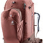 Deuter Access Pro 60 SL in Caspia Raisin, rust-red travel pack with daypack attached