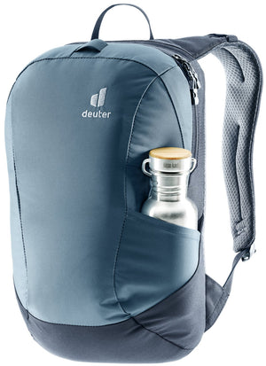Detachable Deuter Access Pro 65 daypack in Atlantic Ink with a bottle in the side pocket