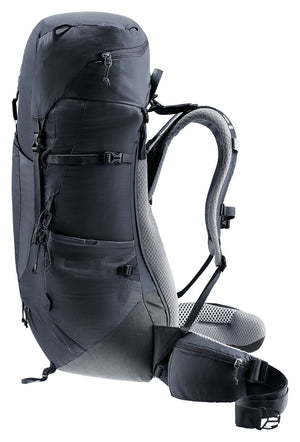 Deuter Aircontact Lite 35 + 10 SL in Black Graphite, side three-quarter view of the front and lid