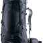 Deuter Aircontact Lite 40 + 10 in Black Graphite, front three-quarter view with hip belt