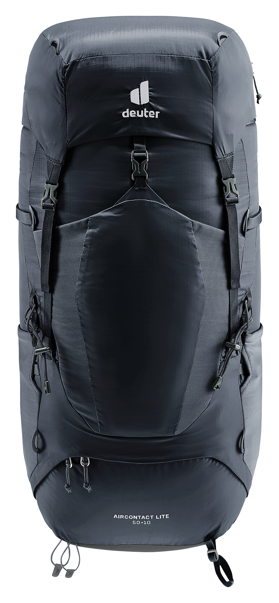 Deuter Aircontact Lite 50 + 10 in Black Graphite, straight-on front view