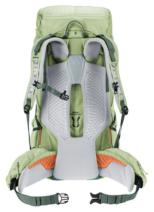 Back of the Deuter Aircontact Ultra 35+5 SL showing the Air Spacer mesh back and padded hip fins