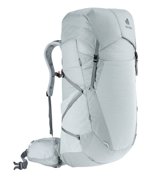 Deuter Aircontact Ultra 45+5 SL in Tin Shale, side three-quarter view of the harness