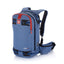 Arva Ride 24 freeride backpack in blue with red zips, three-quarter front view with waist belt