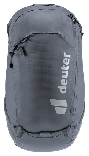 Deuter Ascender 13 in Black, straight-on back view with zipped pocket