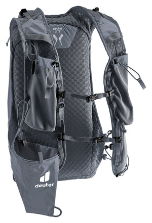 Deuter Ascender 13 in Black, angled harness view with the black pole holster