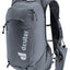 Deuter Ascender 13 trail running vest in Black, front three-quarter view with pole holster hanging from the strap