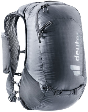 Deuter Ascender 13 in Black, three-quarter view of the zipped front and side straps