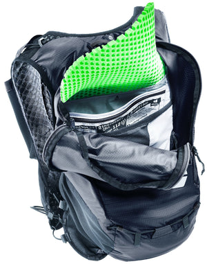 Deuter Ascender 7 with the removable green back foam pad pulled partly out
