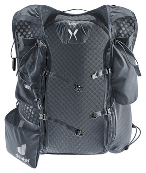Deuter Ascender 7 in Black, harness side showing vest straps and flask pouches