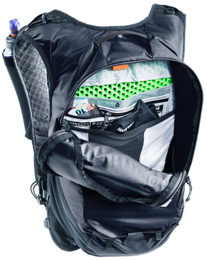 Deuter Ascender 7 in Black opened up, showing the inner compartments