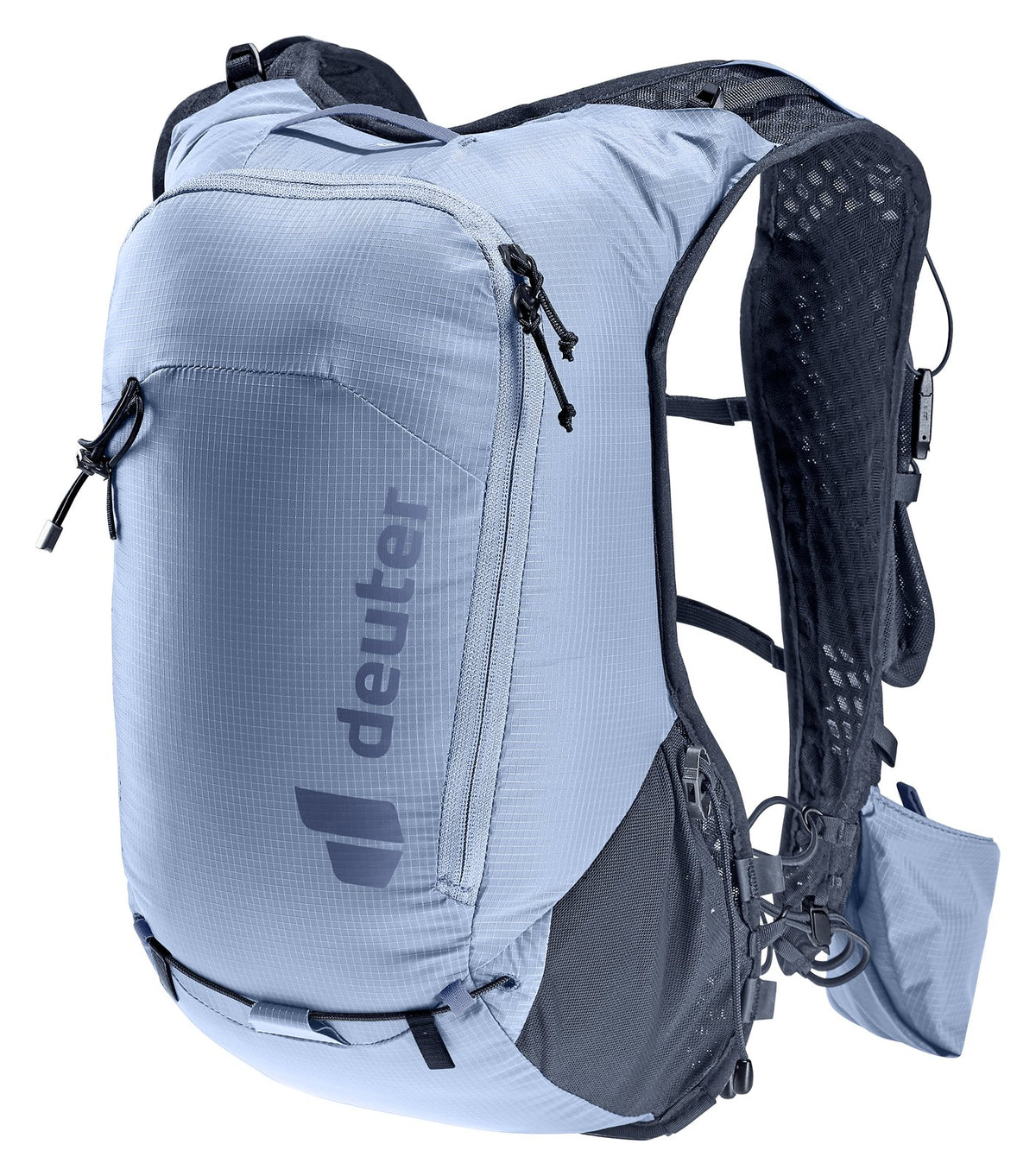 Deuter Ascender 7 running vest in Polar, pale blue, front three-quarter view
