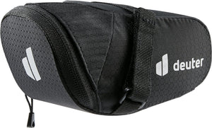 Deuter Bike Bag 0.5 saddle bag in Black, side view with hook-and-loop strap and zip